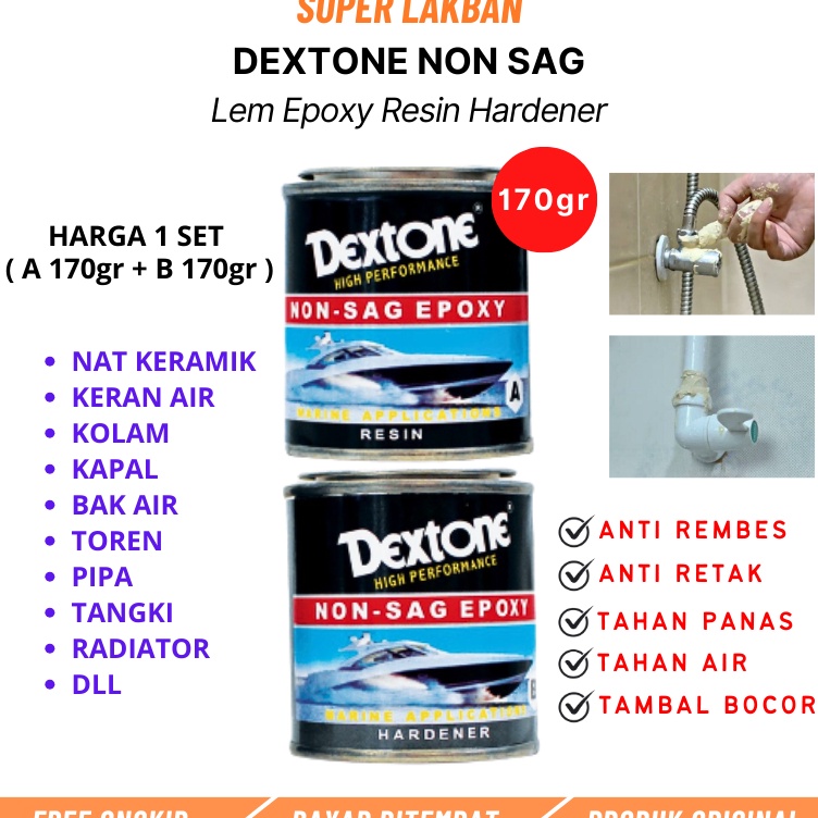 

Ready Stok Perekat Anti Bocor Epoxy Dextone Non SAG 17gr Resin Hardener Lem Nat Anti Rembes Waterproof Keramik Tambal Kapal Kolam Bocor