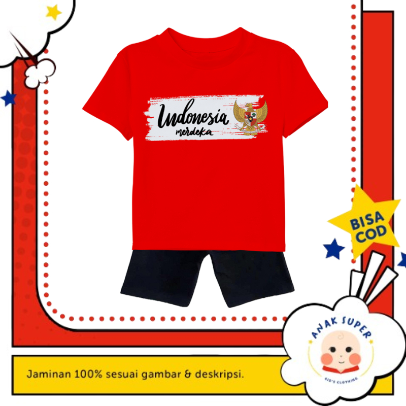 Baju Setelan Anak Laki-laki Indonesia Merdeka Garuda Merah 17 Agustus 1-10 Tahun (AS)