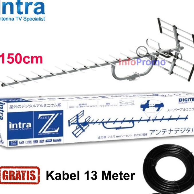 Antena Luar TV Outdoor Digital Analog Intra Zeus 15 cm Kabel 13 Meter Original