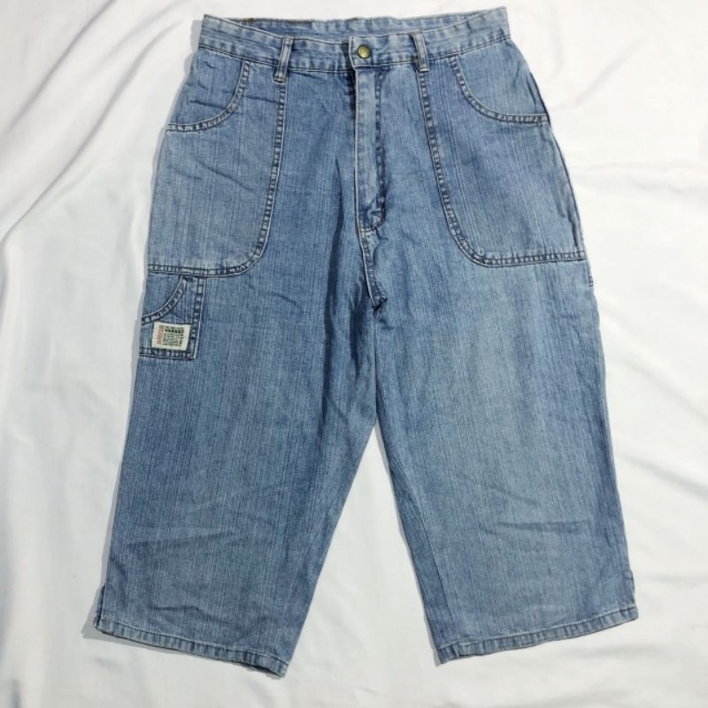 Celana Pendek Shortpants Jeans Vanguard Y2k Jorts Big Pocket Light Blue Washed Original Second Preloved #CP32