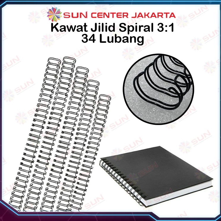 

Trendy Spiral Kawat Ring Kawat Jilid Spiral 31 34 Lubang Warna Hitam Putih