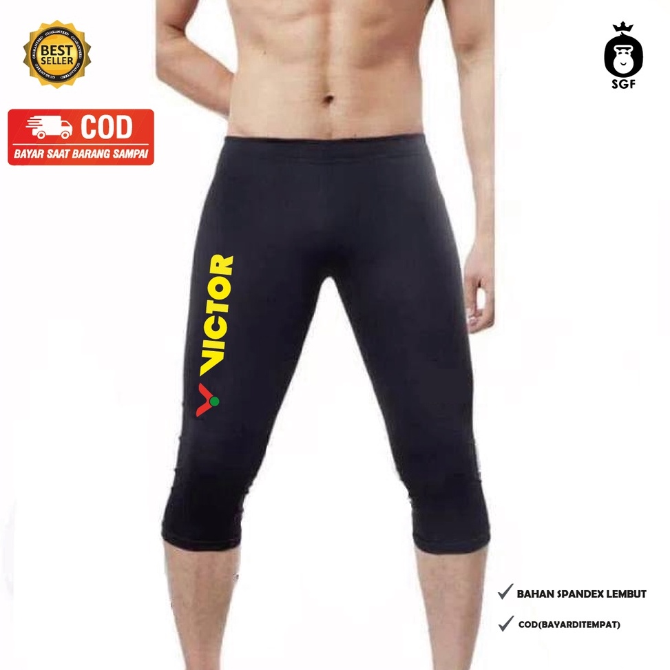 Terbagus celana legging victor kuning merah 34  celana manset pria 34  legging volly futsal34  leggi