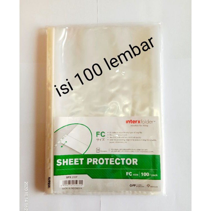 

sheet protector plastik pp pocket folio inter x folder isi 1 lembar