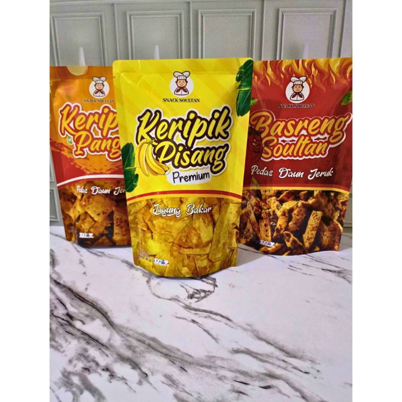

(PAKET SUPER HEMAT) KERIPIK PANGSIT SEUHAH,KERIPIK PISANG PREMIUM DAN BASRENG SOULTAN BEST SELLER BY SNACKSOULTAN