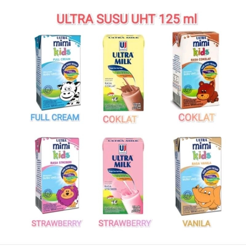 

ULTRA MIMI ATAU SUSU ULTRA UHT 125ML ( KARTONAN ISI 40 )**