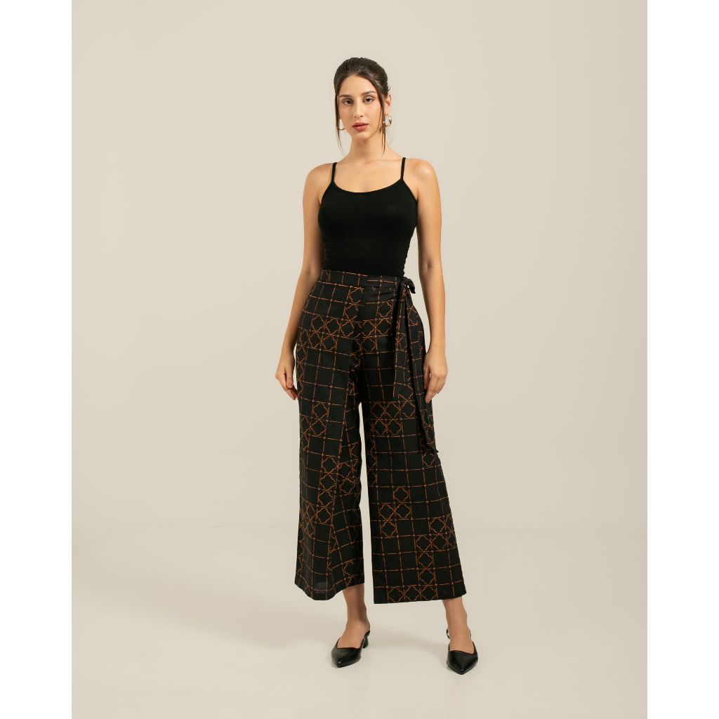Batik Fractal Bhavya Wrap Pants Black