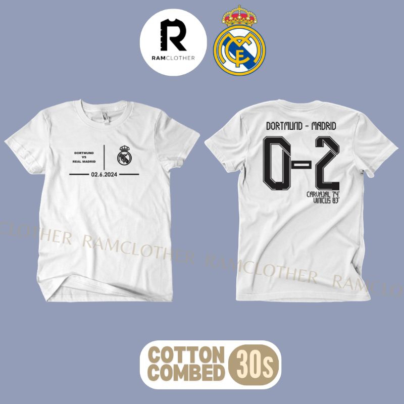 T-shirt Baju kaos Real Madrid | kaos Real Madrid Vs Borussia Dortmund | kaos 2 : 0 | kaos 15 UEFA Ch