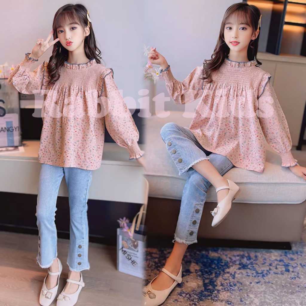 Rabbit Kids One set Baju Anak Perempuan Blouse Tanggung Kekinian