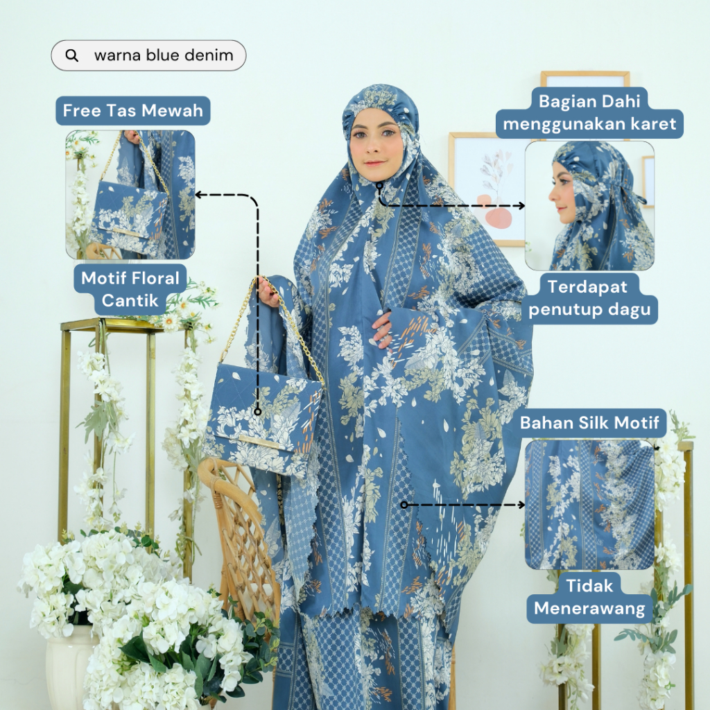 Mukena Silk Corak Mewah Premium Handbag Zenia