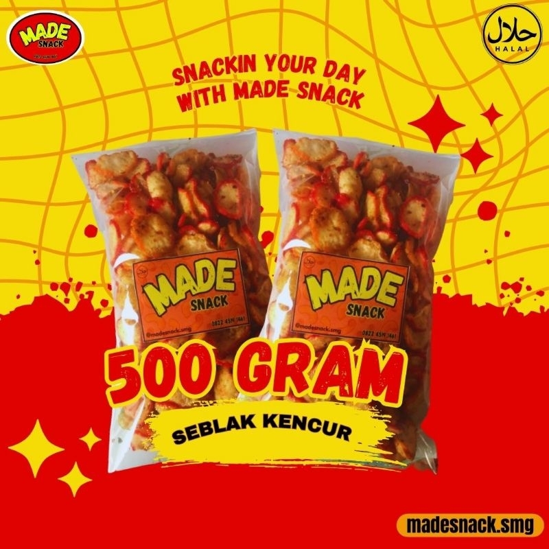 

Made Snack kerupuk seblak kencur 500 gram camilan/makanan ringan/snack