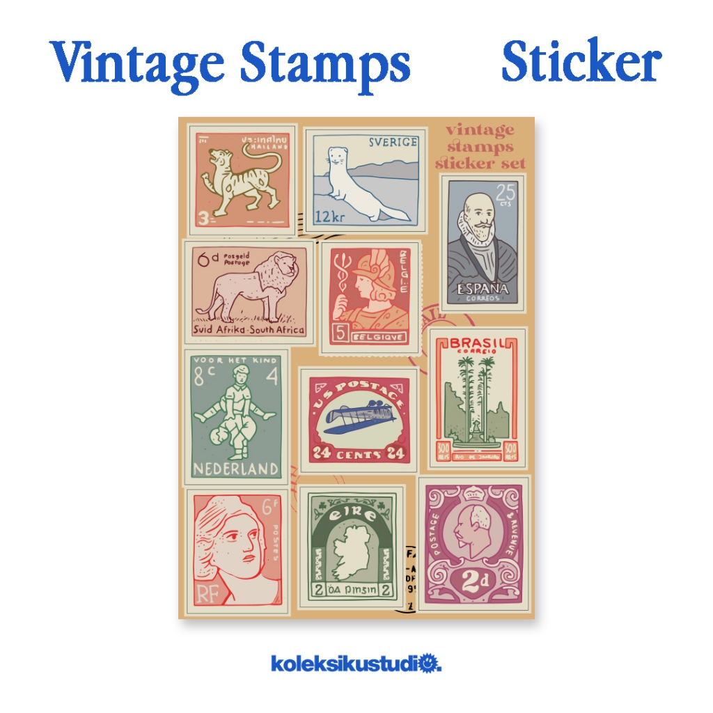 

Stiker Vintage Stamps Sticker Aesthetic Lucu Stiker HP Laptop