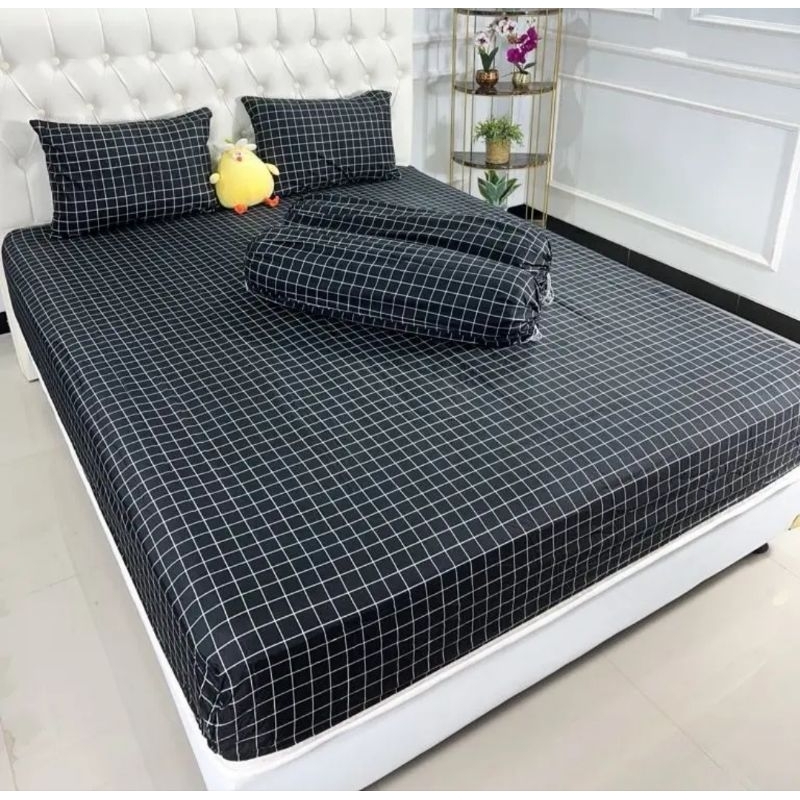 SPREI KOTAK AESTHETIC | SPREI MOTIF KOTAK KOTAK | SPREI KOTAK HITAM | SPREI KOTAK 160X200 | SEPREI 1