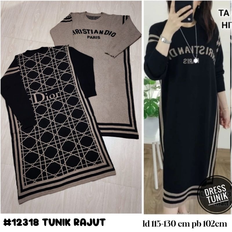 dress panjang rajut wanita/long tunik rajut real pict