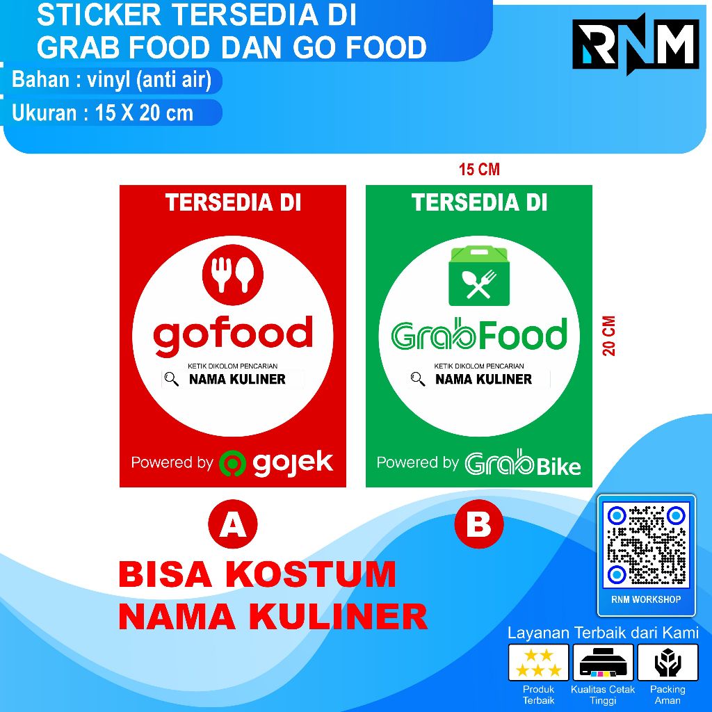 STICKER TERSEDIA DI GRAB FOOD DAN GO FOOD 15 X 20