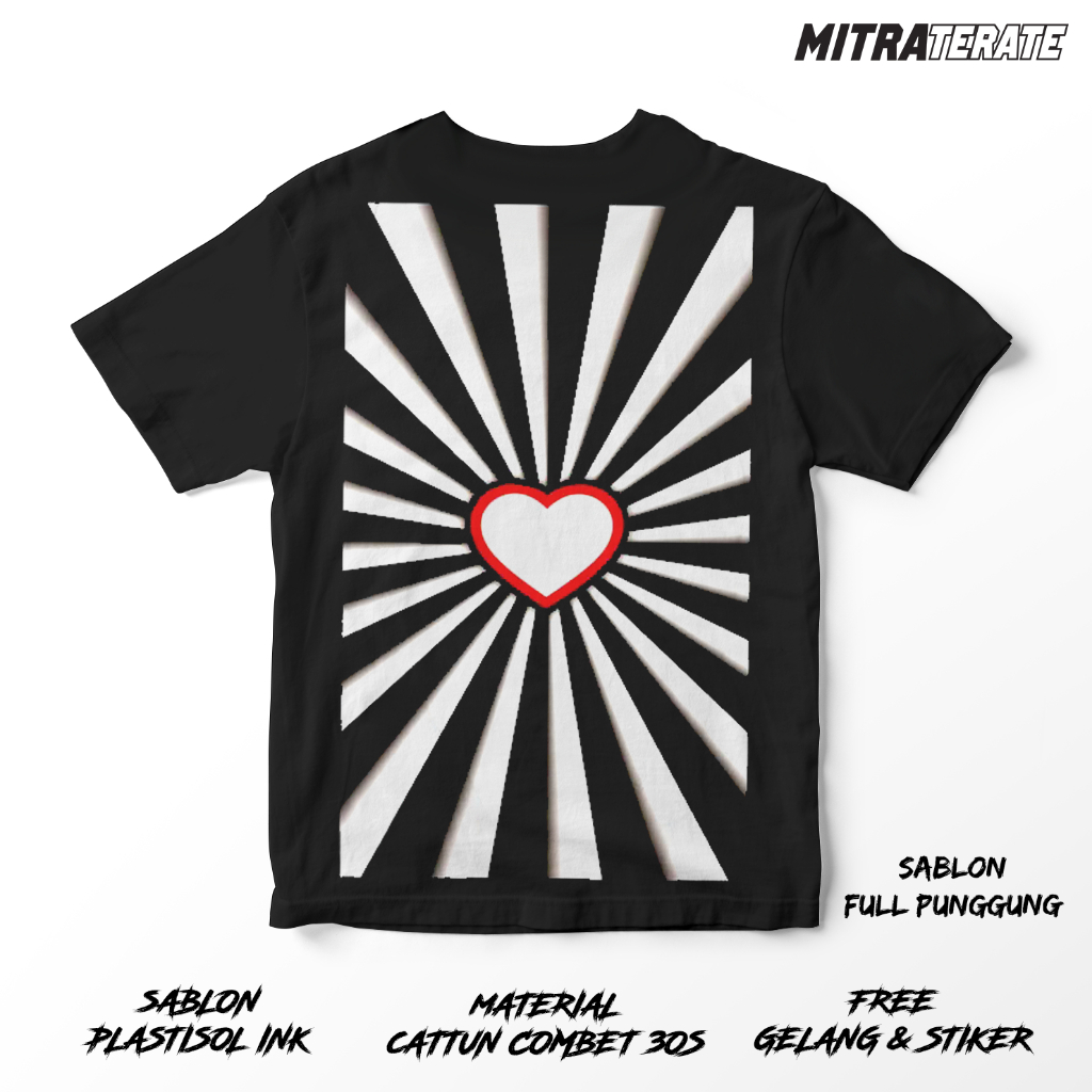 Kaos Hati Bersinar Full Punggung Viral