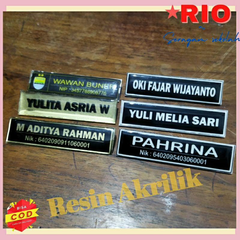 

nametag resin akrilik MAGNET papan dada custom logo