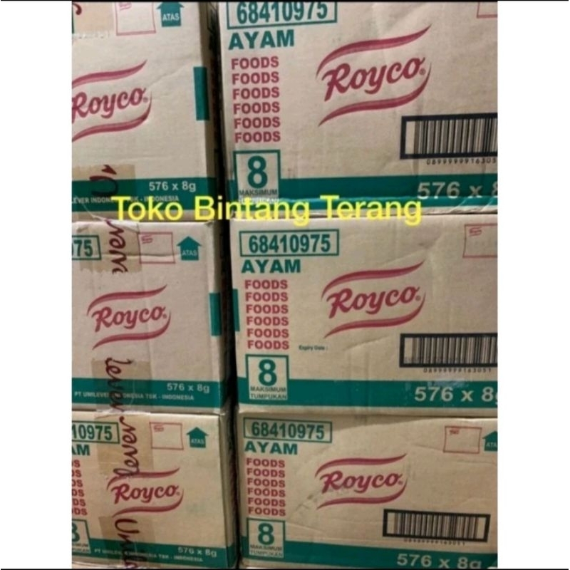 

Bumbu Kaldu Royco Ayam / Sapi Renceng Sachet Sacet Saset 1 Dus Karton 576 x 8 gr