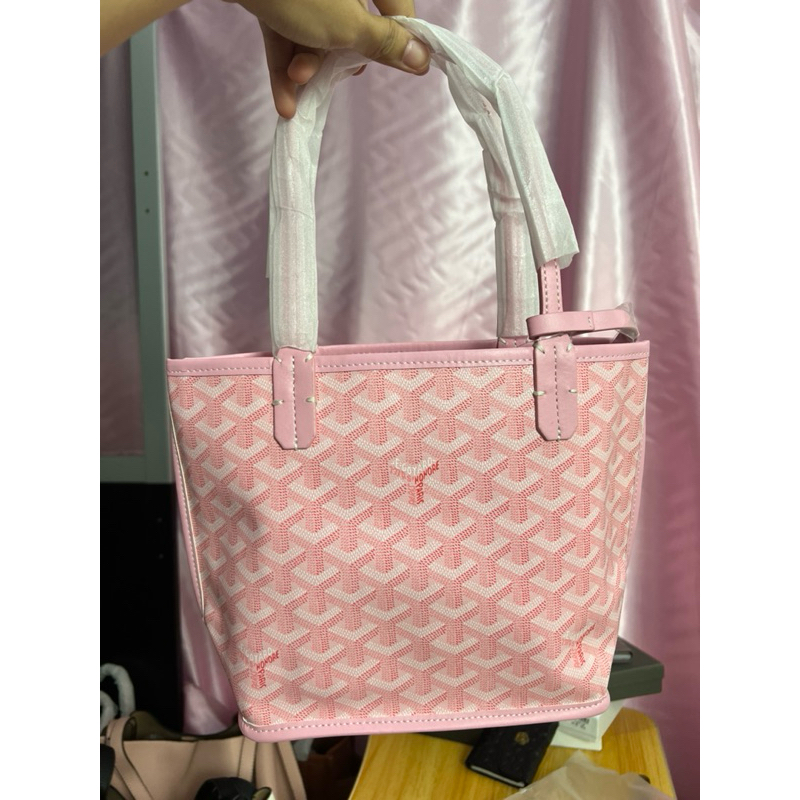 (NEW) GOYARD ANJOU PINK VIP (full kulit ASLI) (lambang goyard sdh presisi jumlah 3)