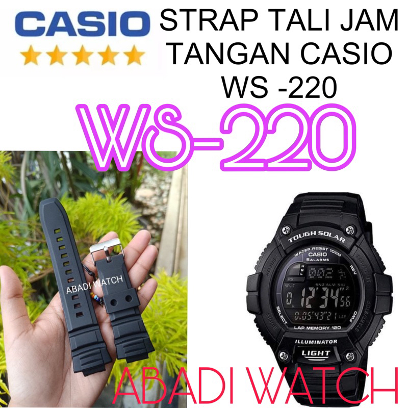 Strap Tali Jam Tangan Casio WS220 W-S220 WS 220 W S220 Rubber Tali Jam Casio pas dan bs lgsg dipakai
