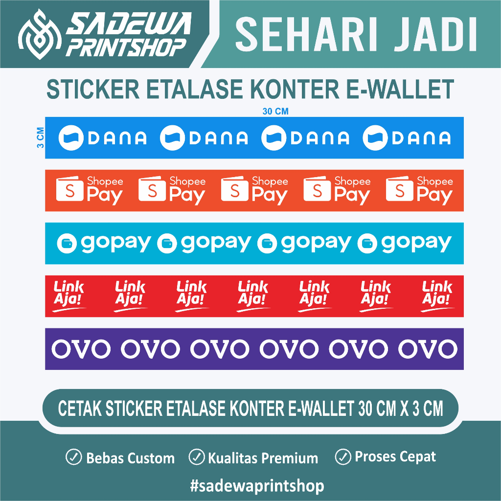 STIKER ETALASE KONTER E WALLET | TERBARU | MINIMAL ORDER 15 PCS | STIKER E-WALLET | STIKER KONTER | 