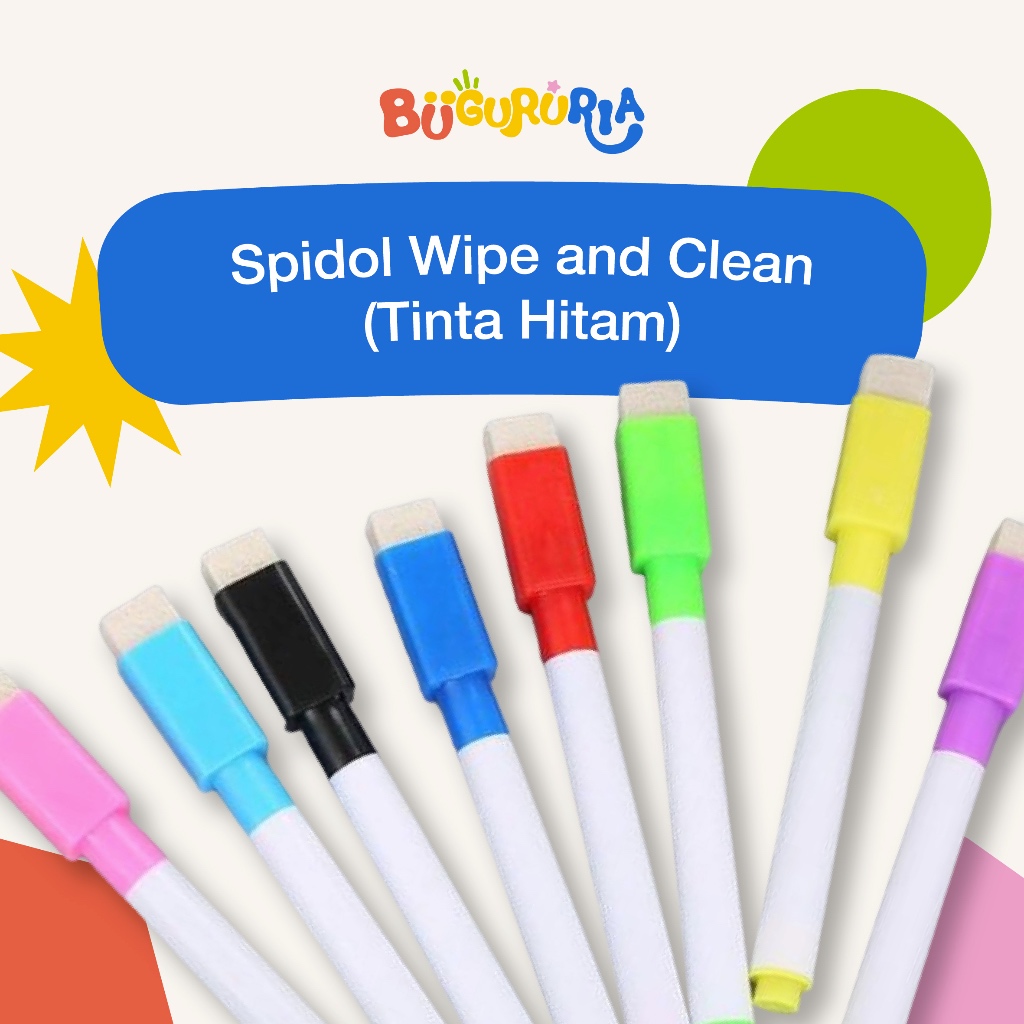 

Bu Guru Ria - Spidol Wipe and Clean [Warna Tinta Hitam] Dapat Dihapus - Bisa Digunakan Pada Poster