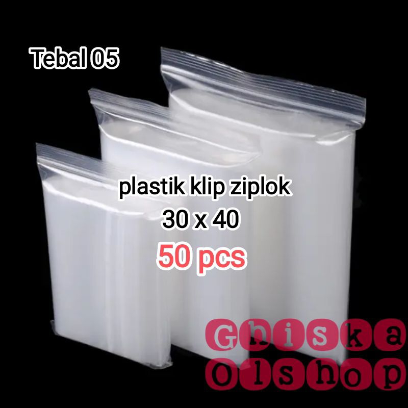 

Plastik klip ziplok 30 x 40 tebal 05 isi 50 pcs