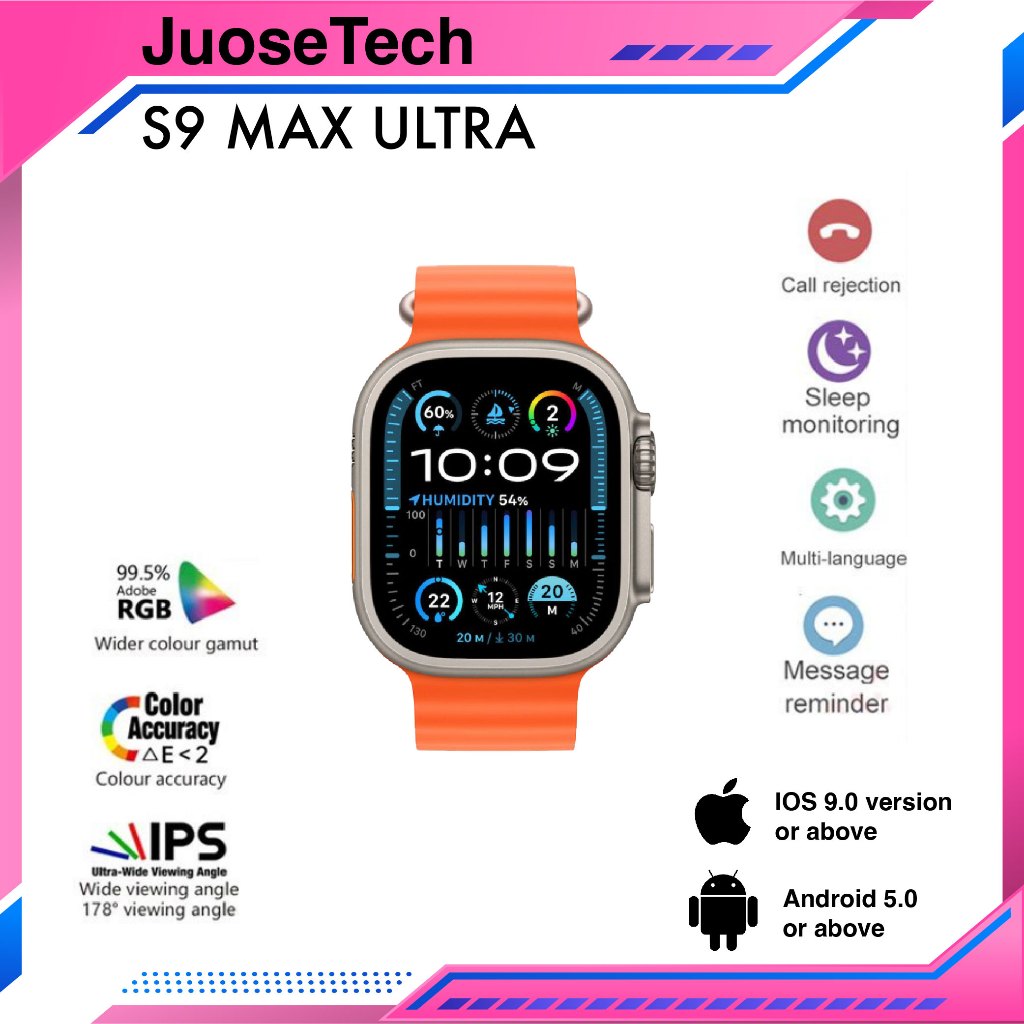 Juose Tech Smart Watch S9 Max Ultra Ultra Bluetooth Smartwatch 2.2 inch HD Screen Monitor Detak Jant