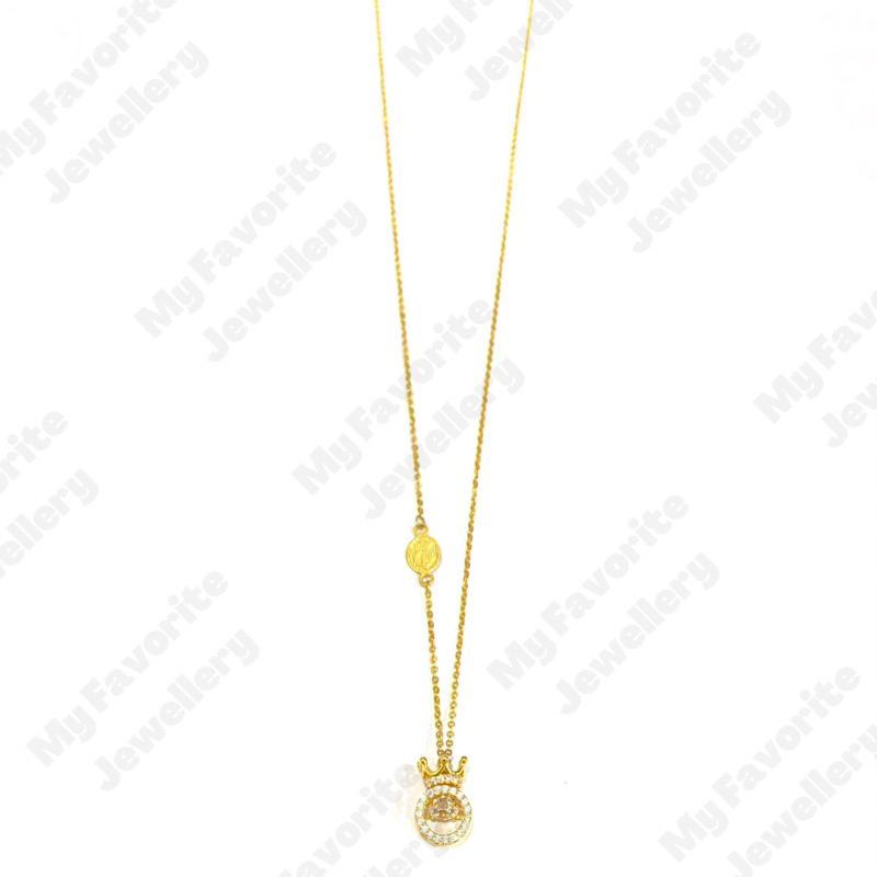 Kalung Dancing Stone Crown Emas Asli Kadar 875