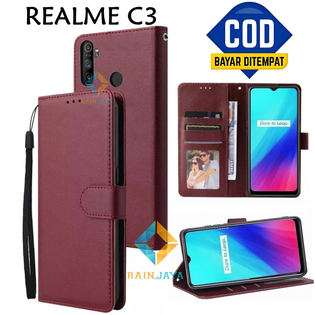 CASING HP REALME C3 MODEL FLIP BUKA TUTUP FLIP WALLET PREMIUM