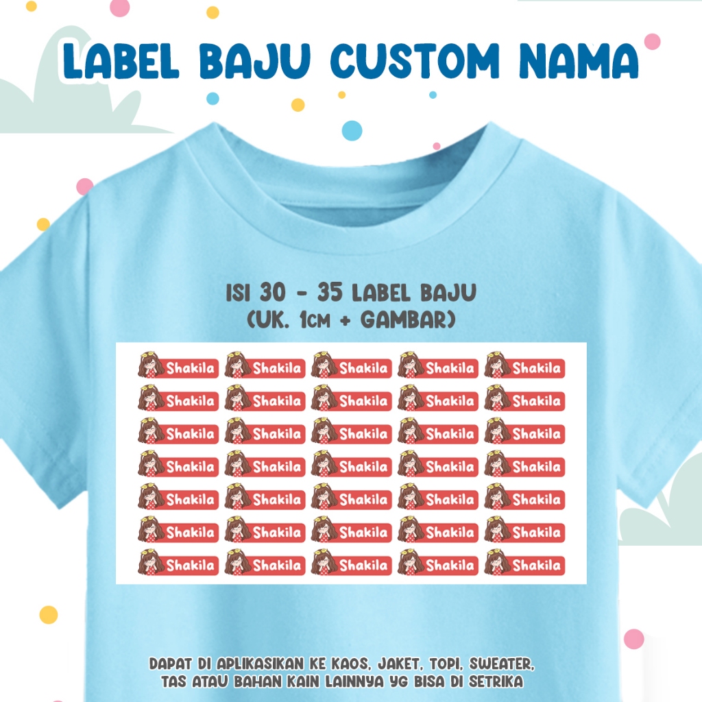 LABEL BAJU SETRIKA - Stiker Kain Label Nama Baju Anak Sekolah Pesantren Asrama Sticker Sablon Setrik