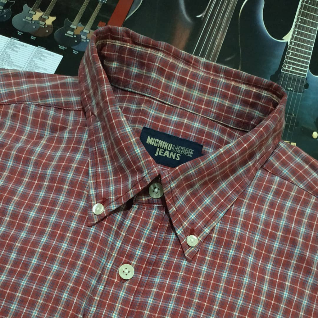 Kemeja Flanel Lengan Panjang MICHIKO LONDON Second Original Ukuran LL - FLPMIC001L