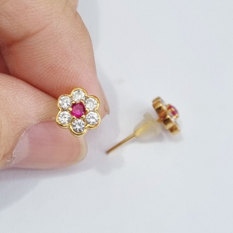 8K / 1.5 gr / 0.8 cm - Giwang / Anting Tusuk Bunga Emas Muda Asli kadar 375 - PJ1