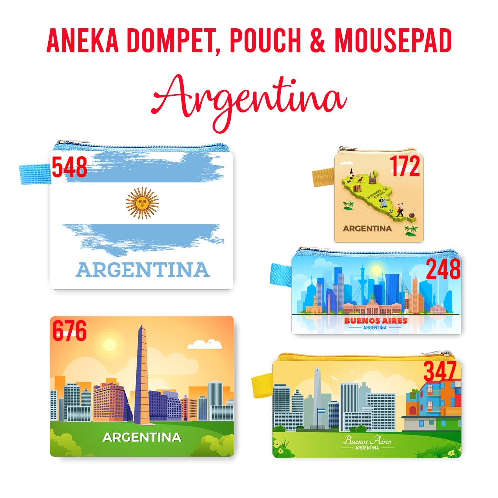 

Argentina Souvenir Dompet Pouch Mouse Pad Pin Magnet Gantungan Kunci Landmark Oleh Oleh Negara