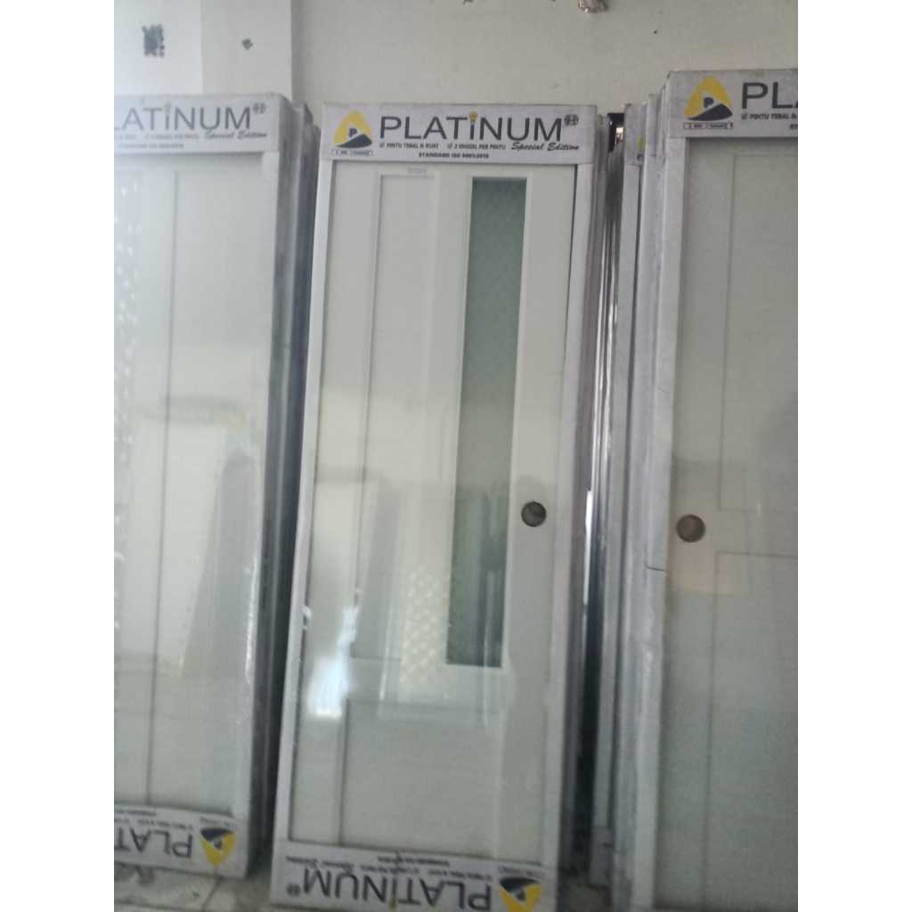 PINTU PLATINUM SE PUTIH MM KANAN PLATINUM SE PTH MM + ENGSEL +KUNCI PINTU KAMAR MANDI PVC