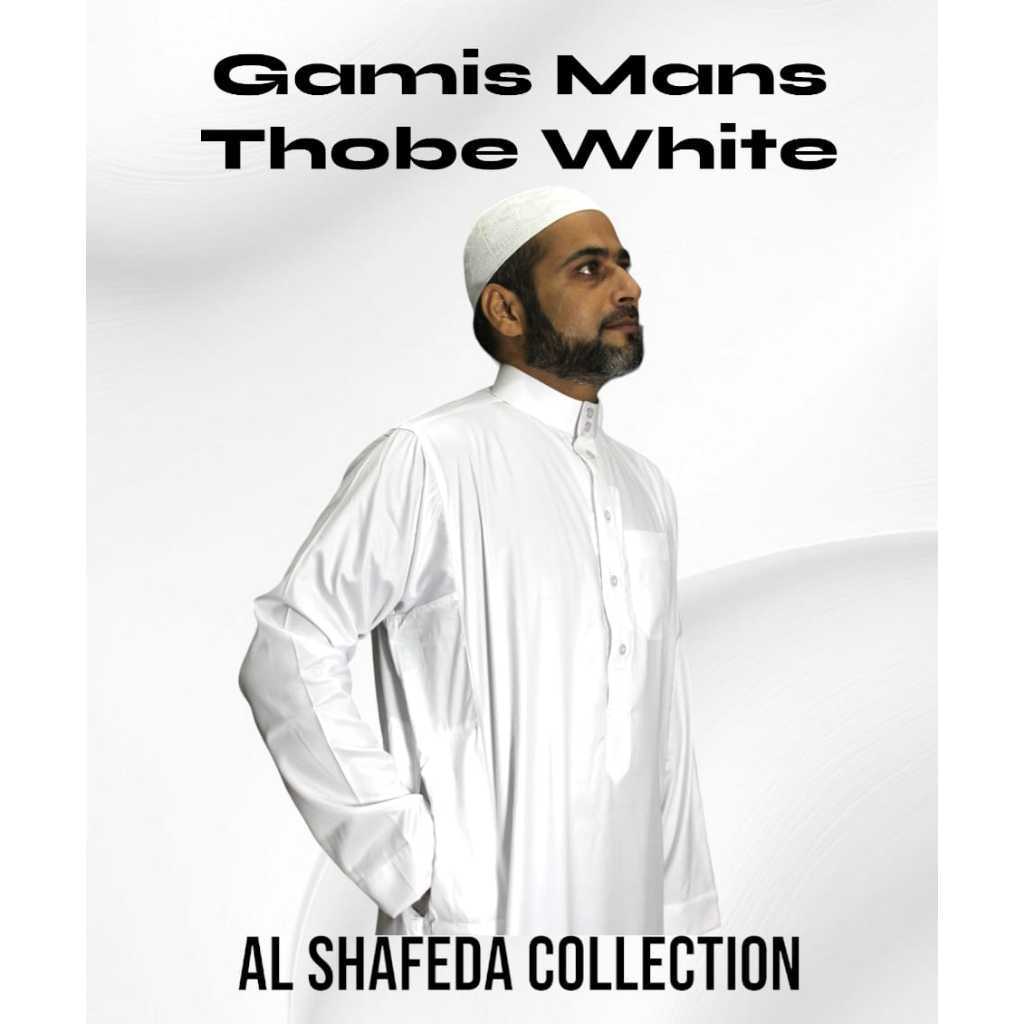 AL Shafeda Jubah / Gamis Pria Dewasa Slimfit Manset Premium Series | White/ Gamis Al Shafeda Tobe Po