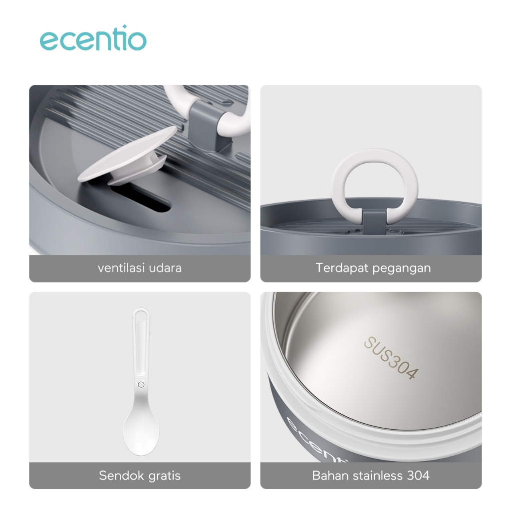 Ecentio Kotak makan stainless Kotak makan 304 stainless set/Kotak makan anti tumpah