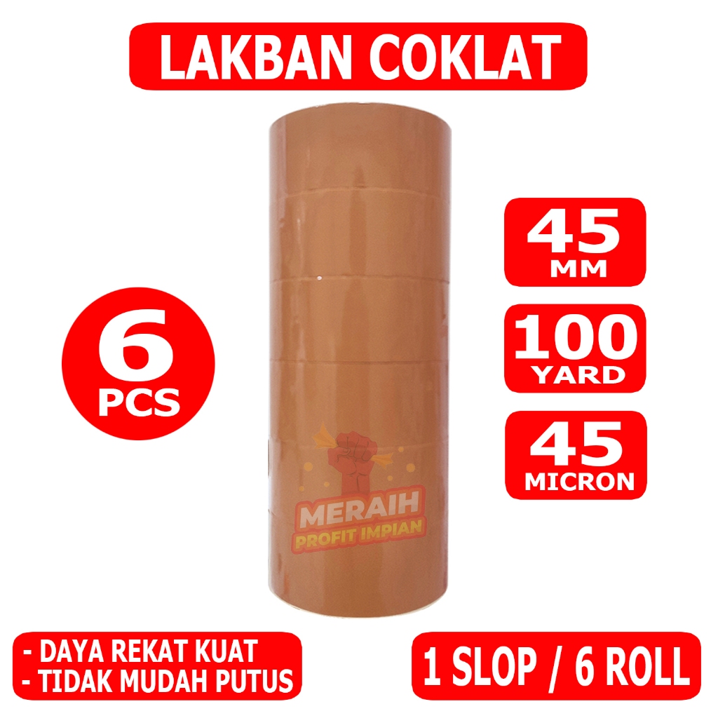 

1 SLOP / 6 ROLL - Lakban Coklat 100 Yard - Lakban MPI 45 mm x 100 yard