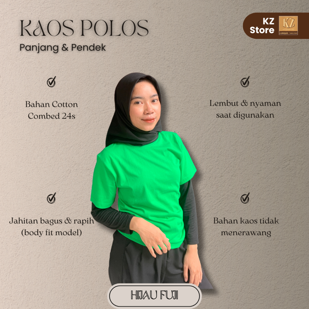 Kaos Oblong Combed 24's Hijau Fuji Body Fit
