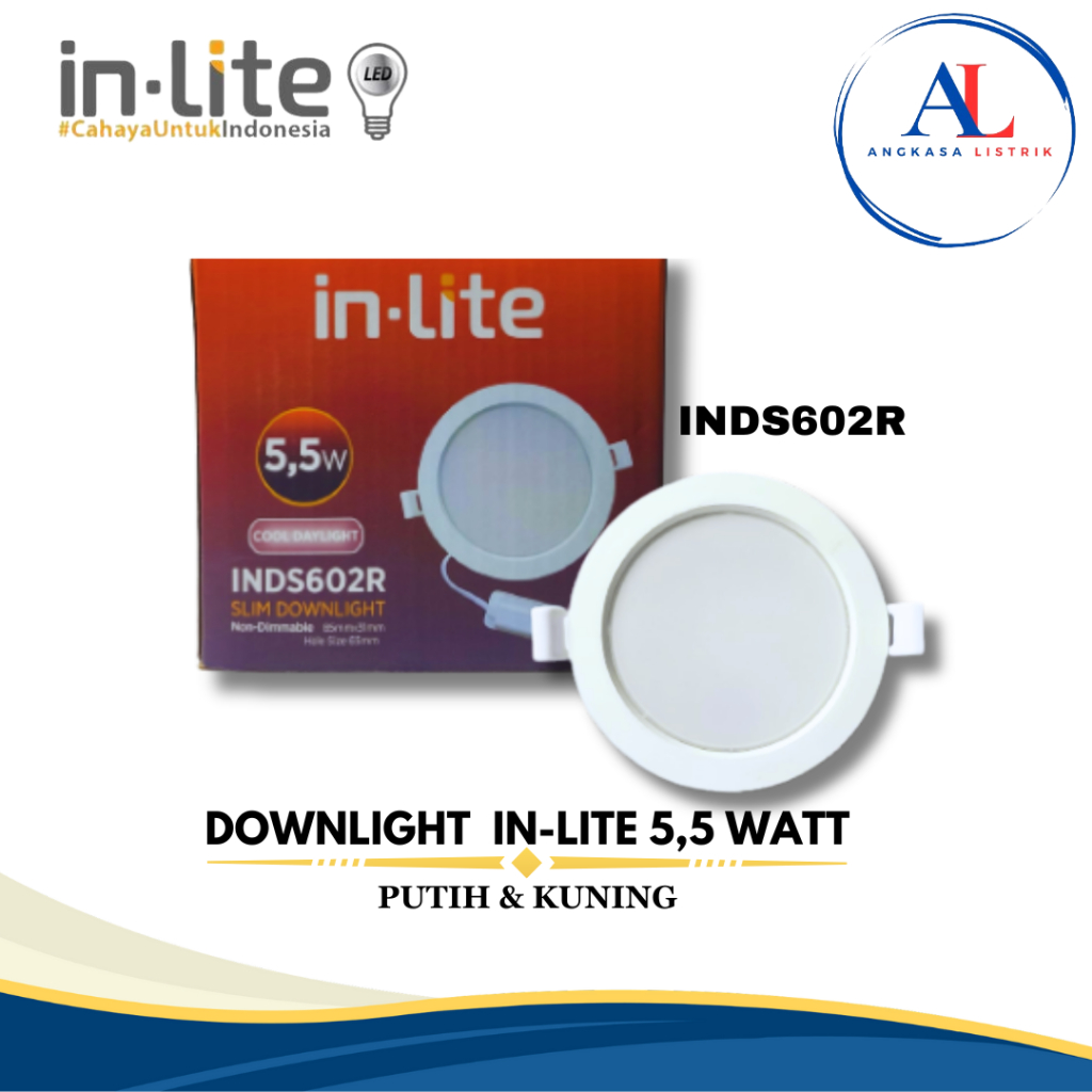LAMPU LED PLAFON INLITE SLIM DOWNLIGHT 5,5W 5,5 WATT - INDS602R