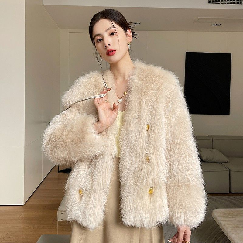 Korean version loose and versatile fur top loose fur coat women's fur coat