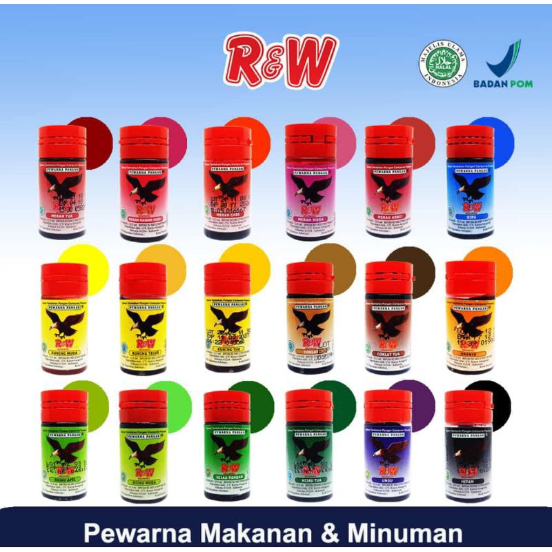

Pewarna Cair Makanan Dan Minuman R & W Rajawali 12,5ml