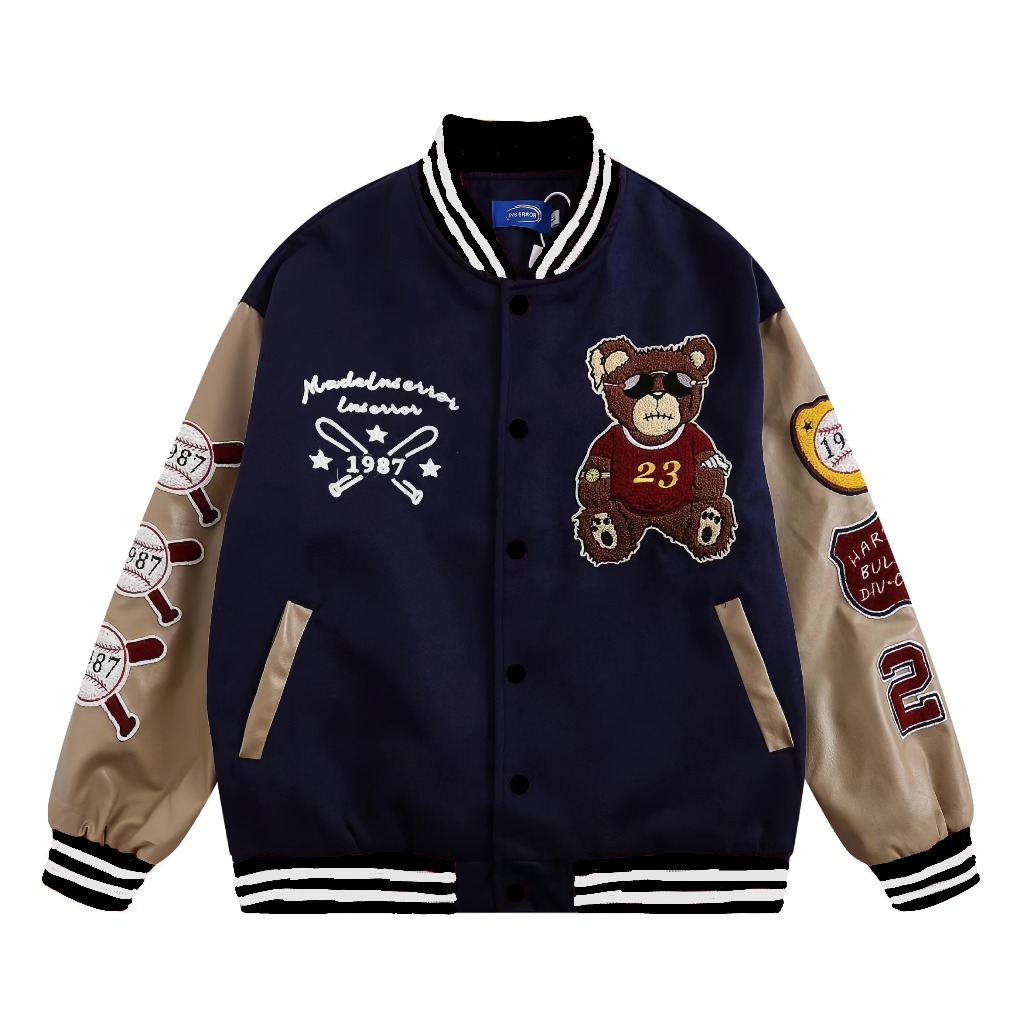Jaket Varsity Baseball Oversize Kece/Bear Varsity Baseball/Jaket Korea Fashion/Jaket Pria-Wanita