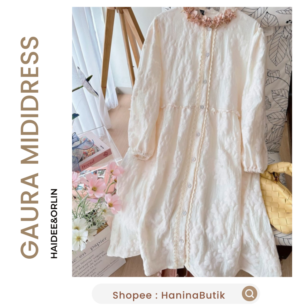 (𝗦𝗜𝗔𝗣 𝗞𝗜𝗥𝗜𝗠) GAURA MIDI DRESS RAYA SERIES SUNFLOWER by HAIDEE&ORLIN | DRESS HAIDEE&ORLIN