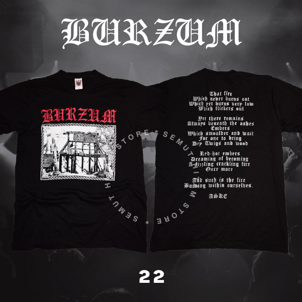 Kaos BURZUM ASKE Builtup Band Musik Rock Metal Prapatan Rebel Puritan