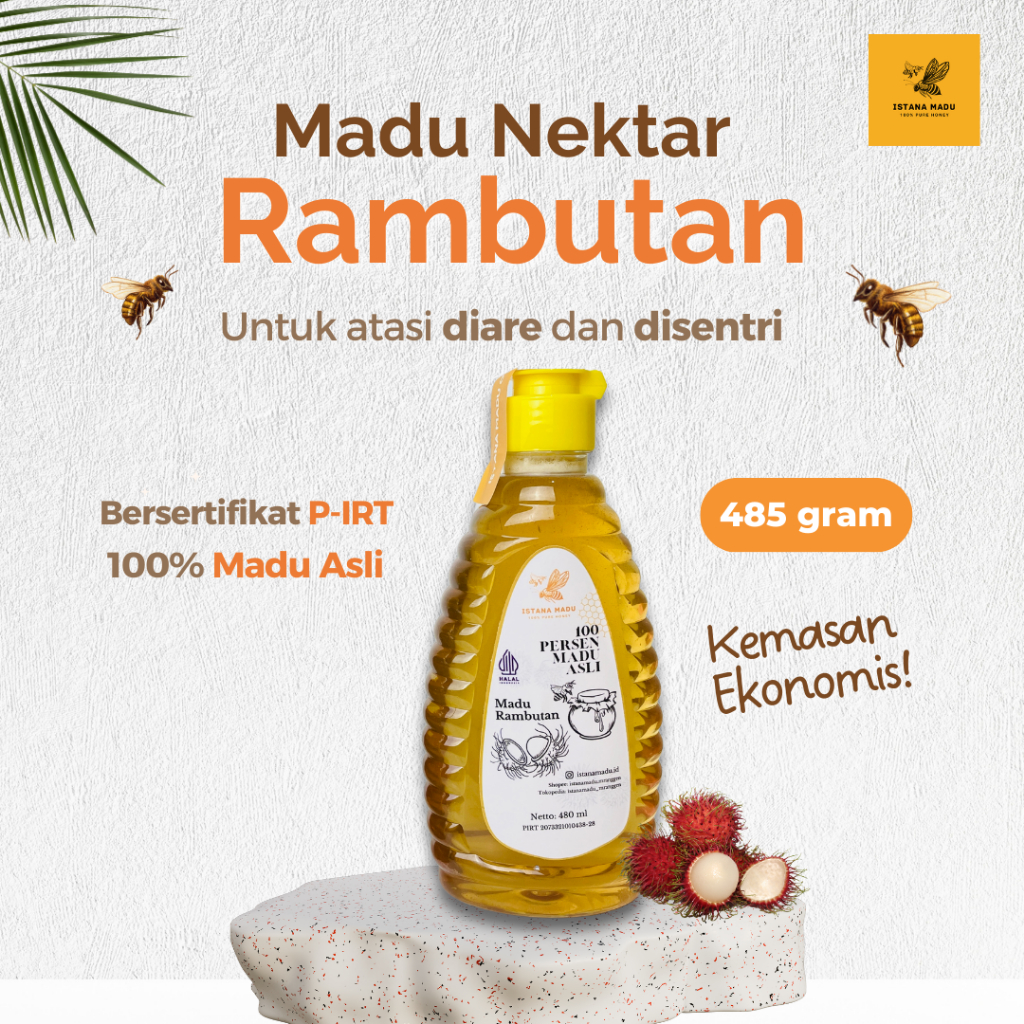 

[480ml] MADU Rambutan Murni 100% - ISTANA MADU - Untuk diare dan disentri