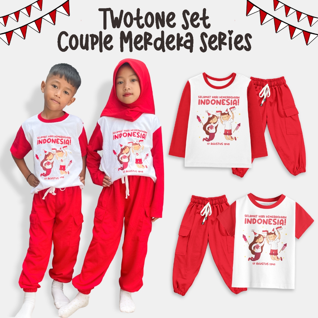 Setelan Two Tone Merdeka Series Anak Laki-laki Perempuan
