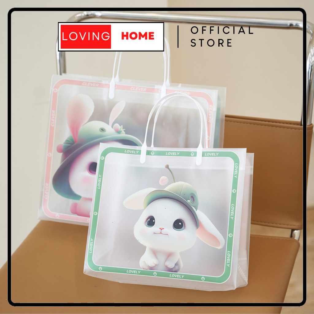 

LOVING HOME - Paper Bag Goodie Bag Tas Mika Buram Klip Kancing Motif Bunny Sovenir Premium Gift Bag