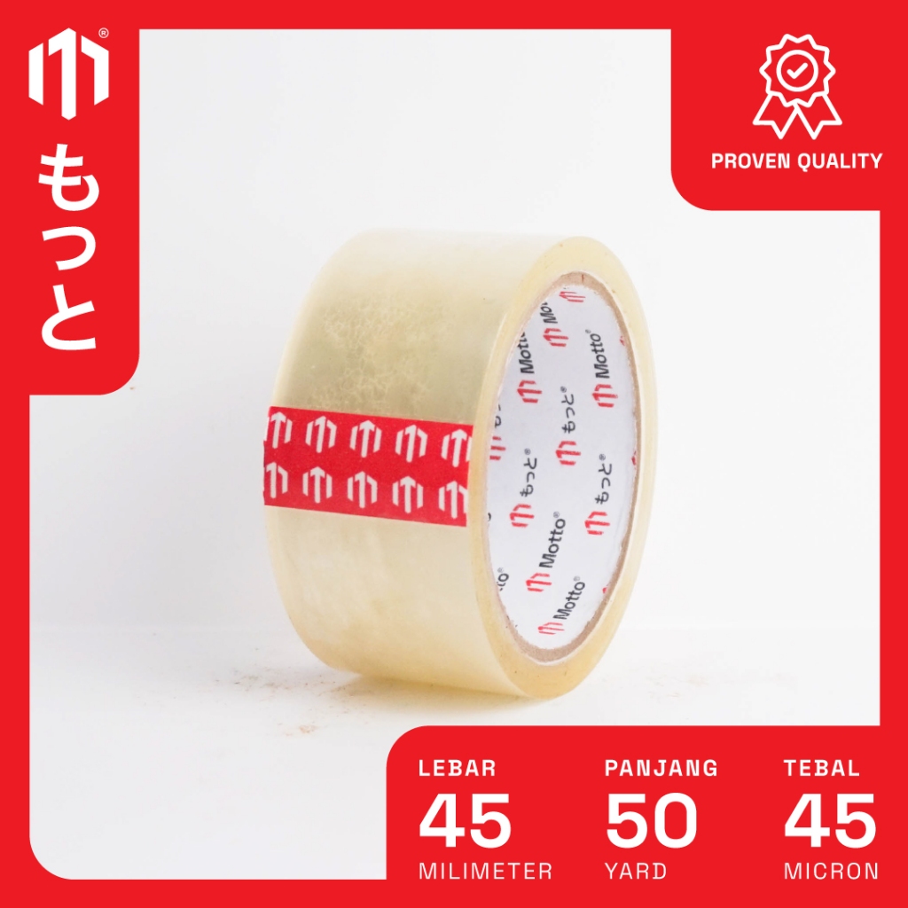 Lakban Bening 45mm x 50 Yard - 1 Pcs/Roll (Satuan) - Lakban OPP - Motto Tape