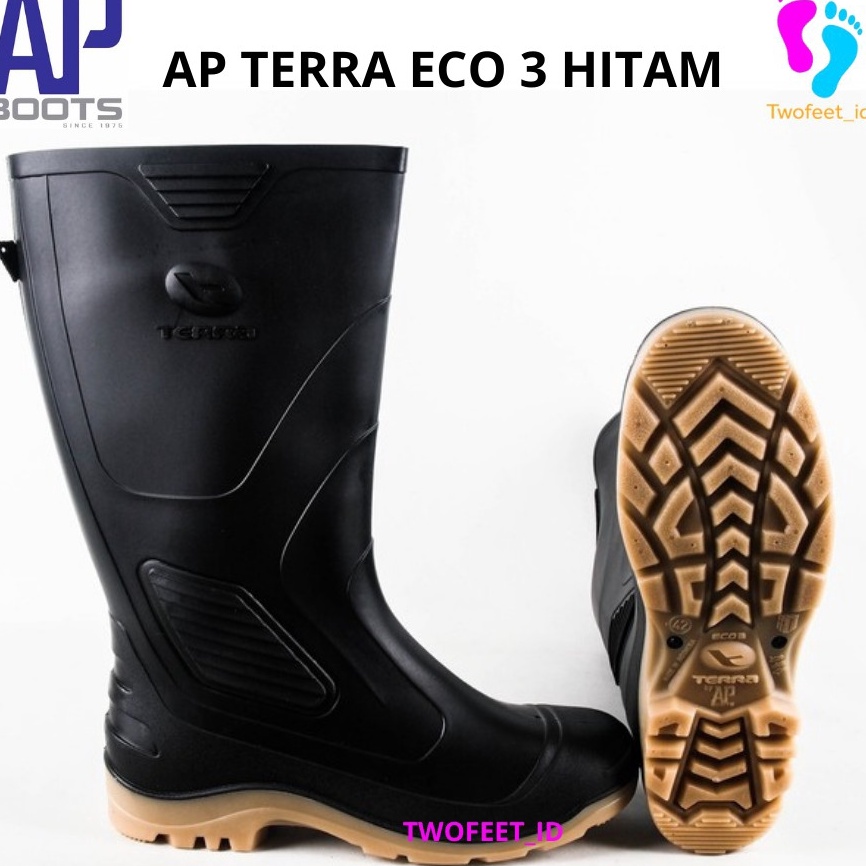 COD SEPATU AP BOOTS TERRA ECO 3 HITAM  AP TERRA ECO 3 KARET TINGGI HITAM  AP BOOTS TERRA ECO 3 HITAM