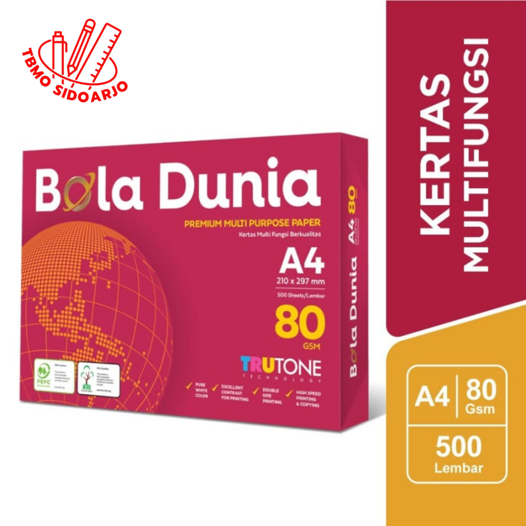 

TBMO Kertas HVS Bola Dunia A4 80gsm Per Rim